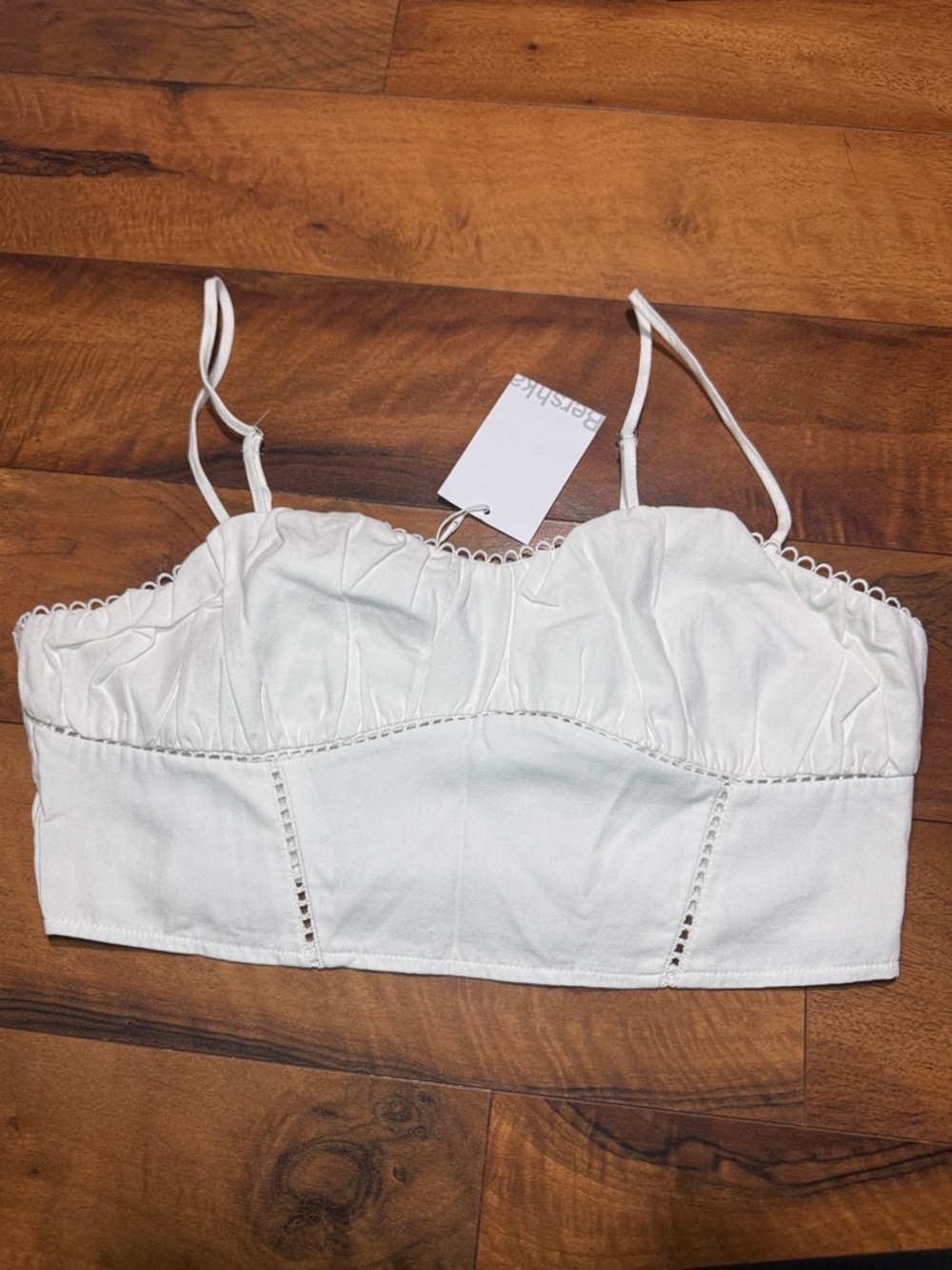 Bershka White Cropped Bustier Cami